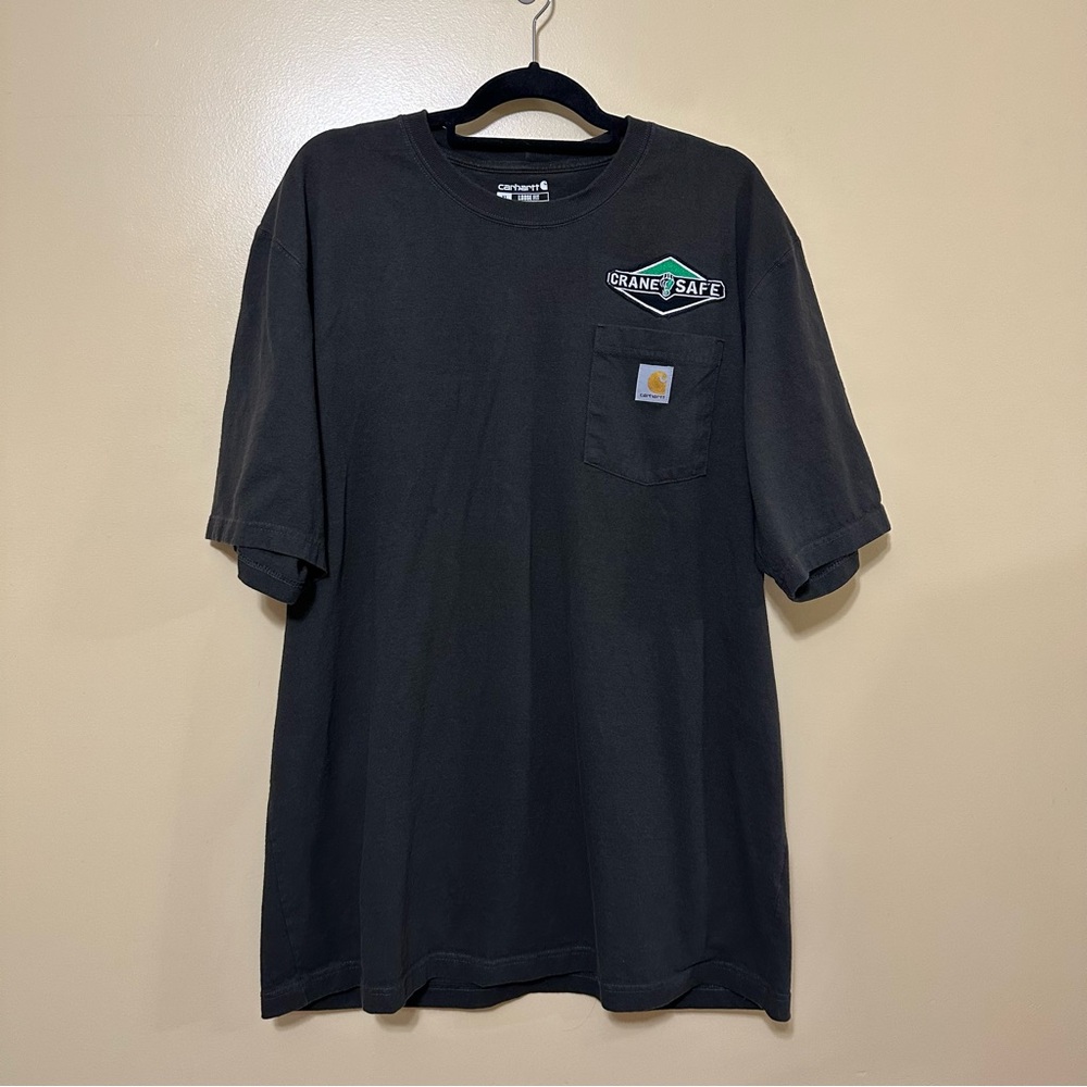 Carhartt Loose Fit Workwear Pocket T-shirt Crane Safe Logo Men XL Tall Charcoal